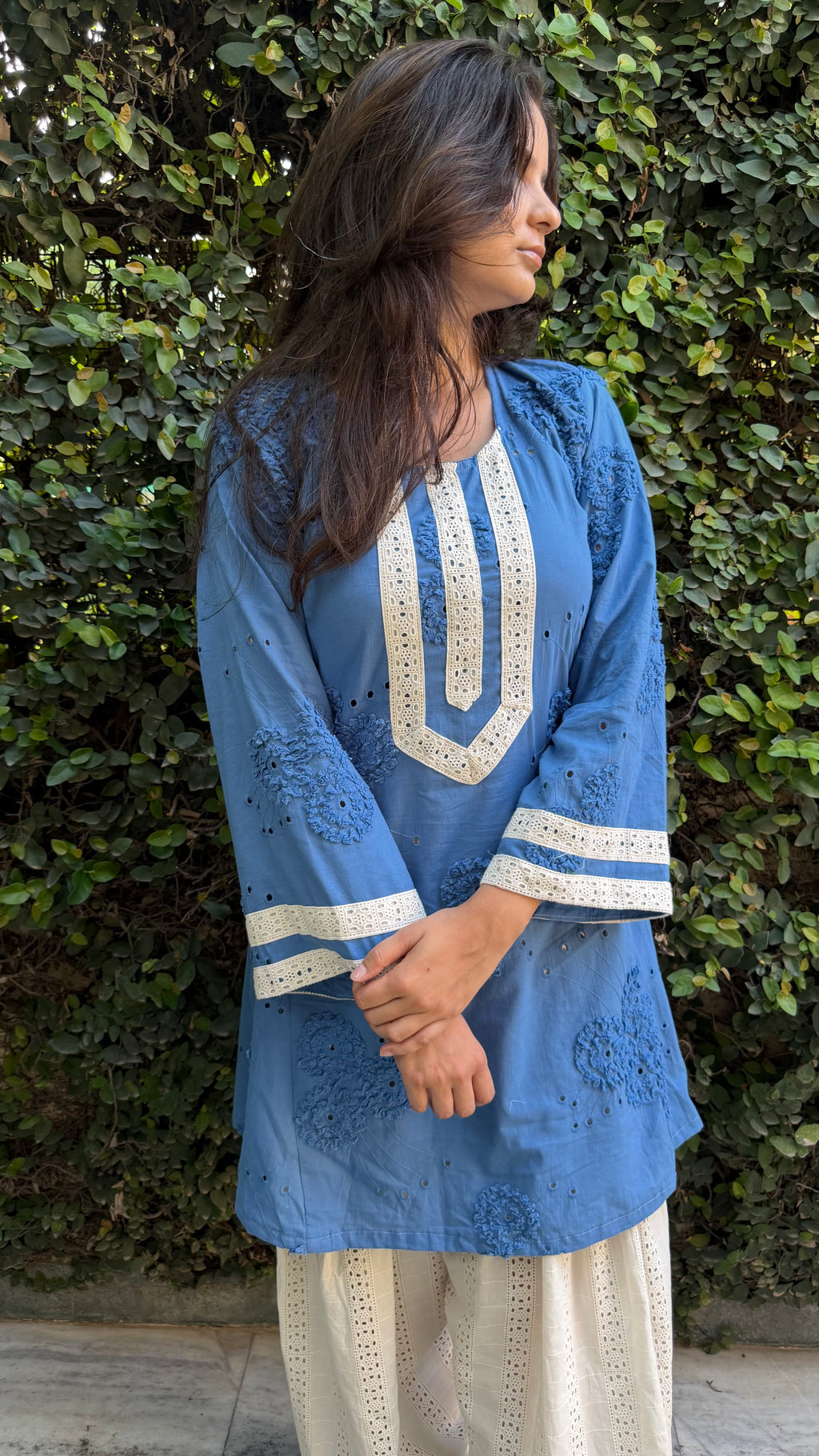 Azure Bloom Embroidered Suit