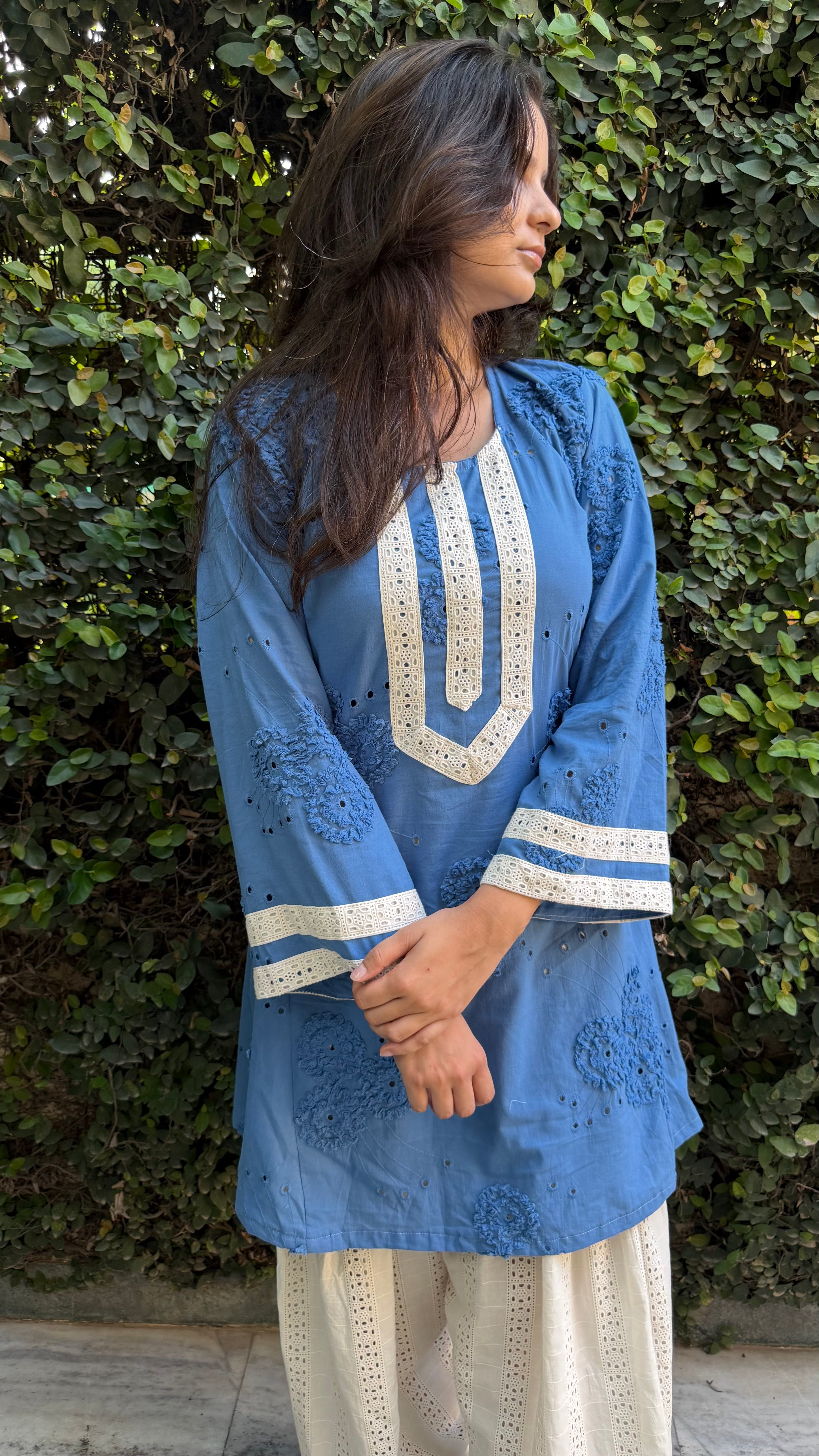 Azure Bloom Embroidered Suit