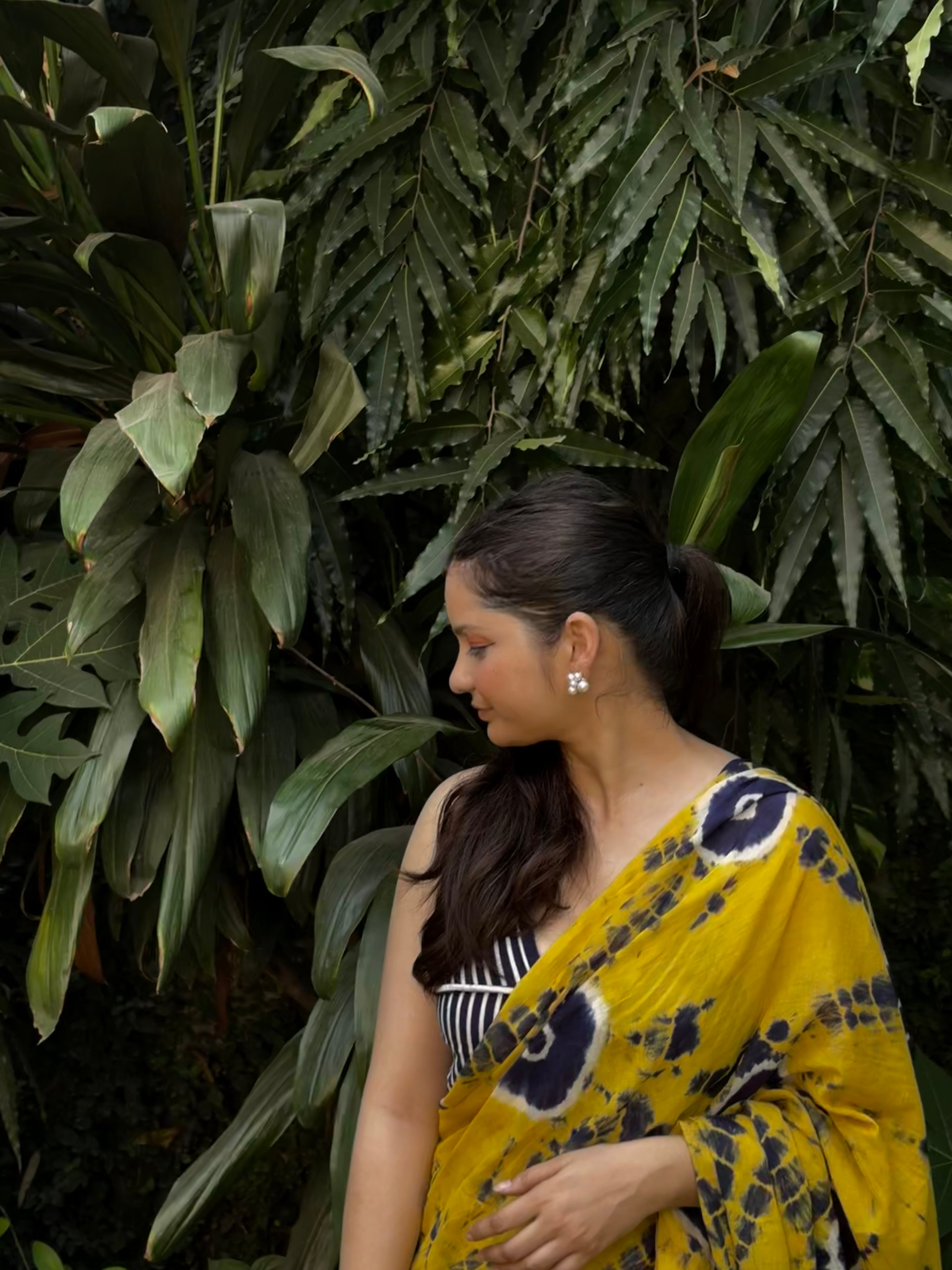 Bagru handblock printed pure cotton Mulmul Saree with blouse piece