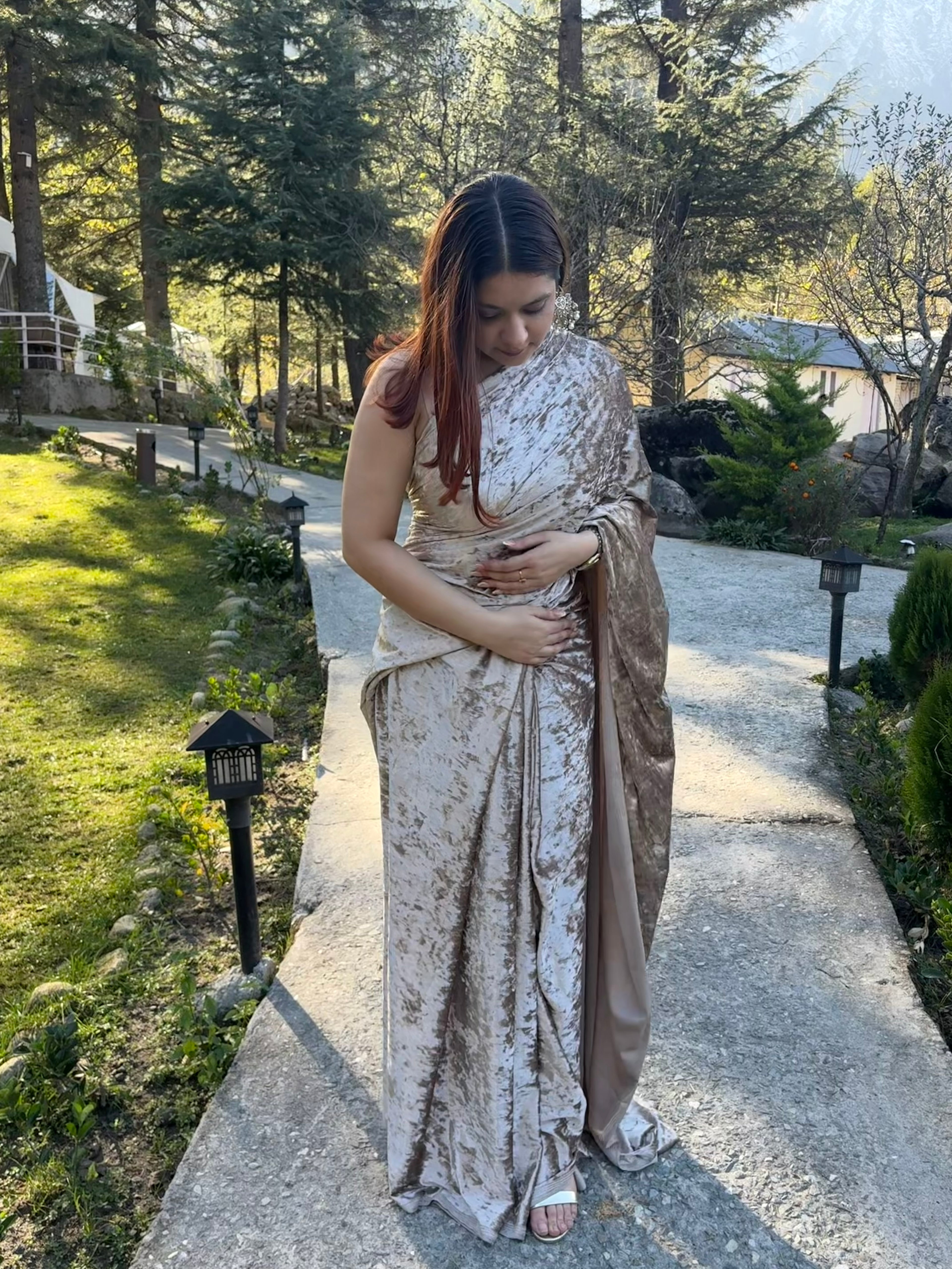 Velvet Mist saree- Stitched Saree with Unstitched Blouse