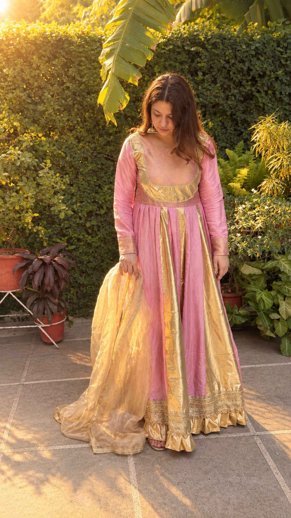 Golden Glow Anarkali Suit Set