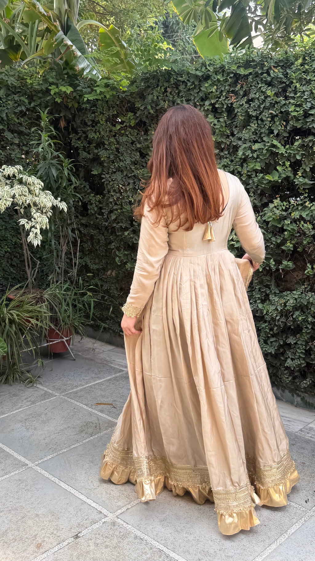 Golden Elegance Anarkali Suit Set