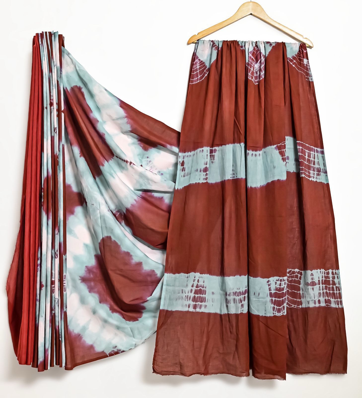 BROWN AND BLUE COTTON SAREE 3