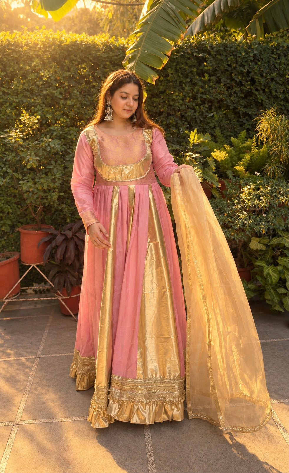 Golden Glow Anarkali Suit Set