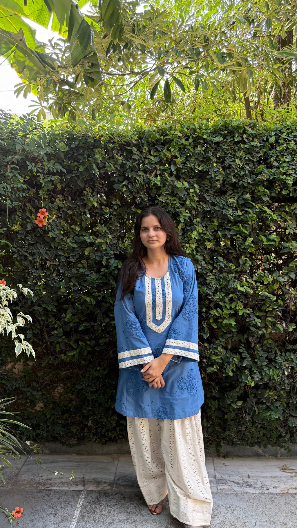 Azure Bloom Embroidered Suit
