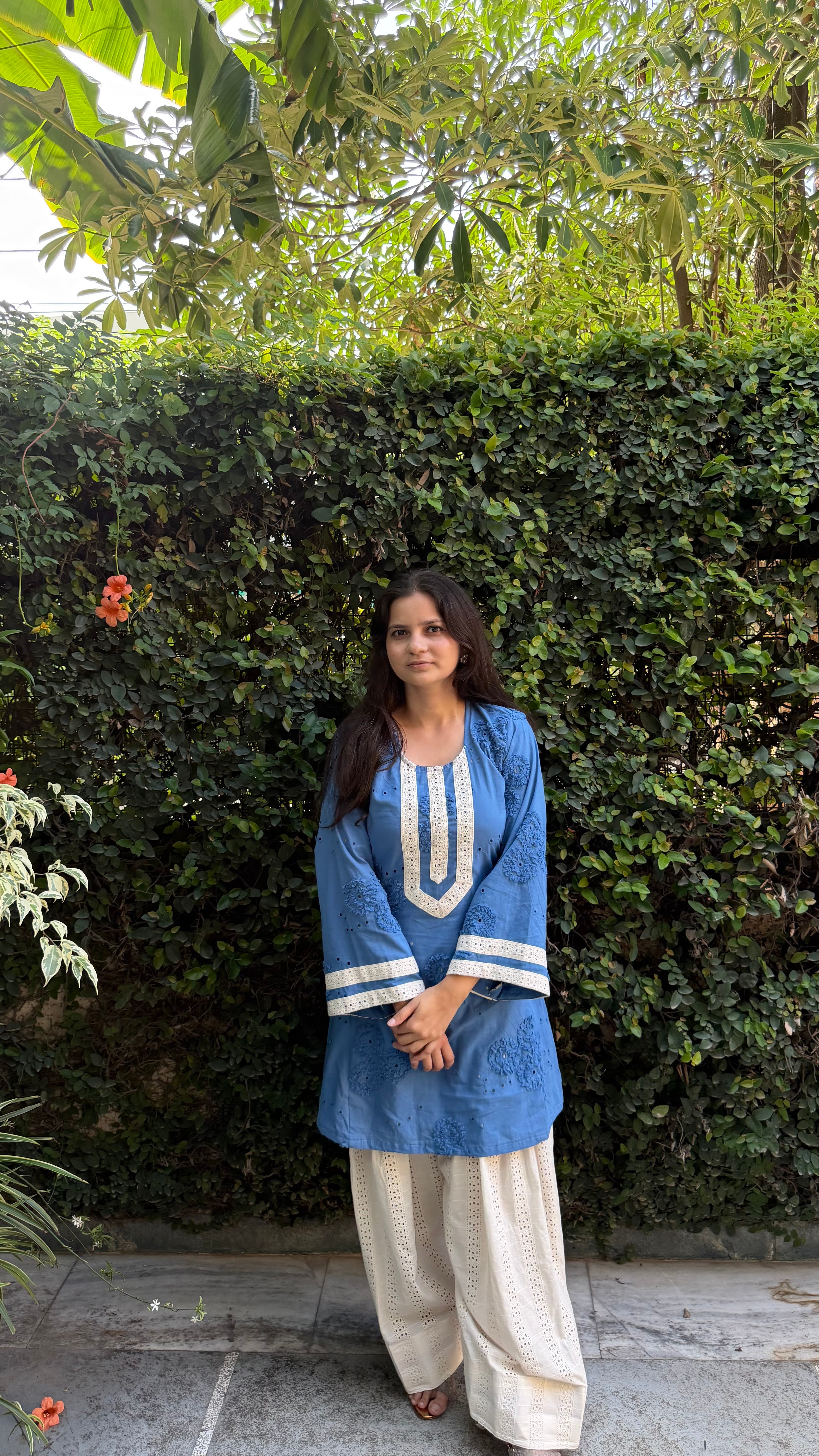 Azure Bloom Embroidered Suit