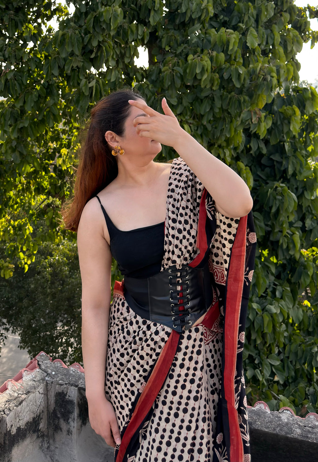 Bagru handblock printed pure cotton Mulmul Saree with blouse piece