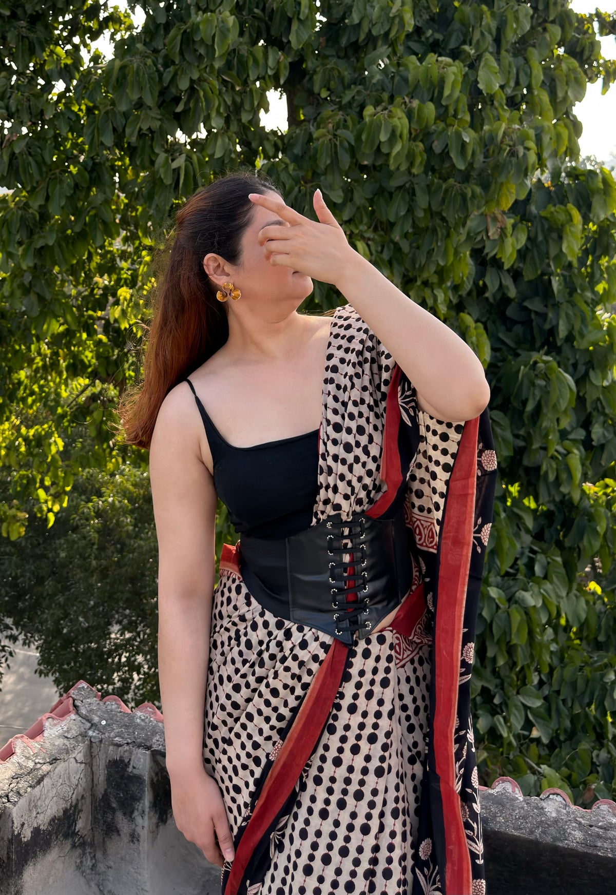 Bagru handblock printed pure cotton Mulmul Saree with blouse piece