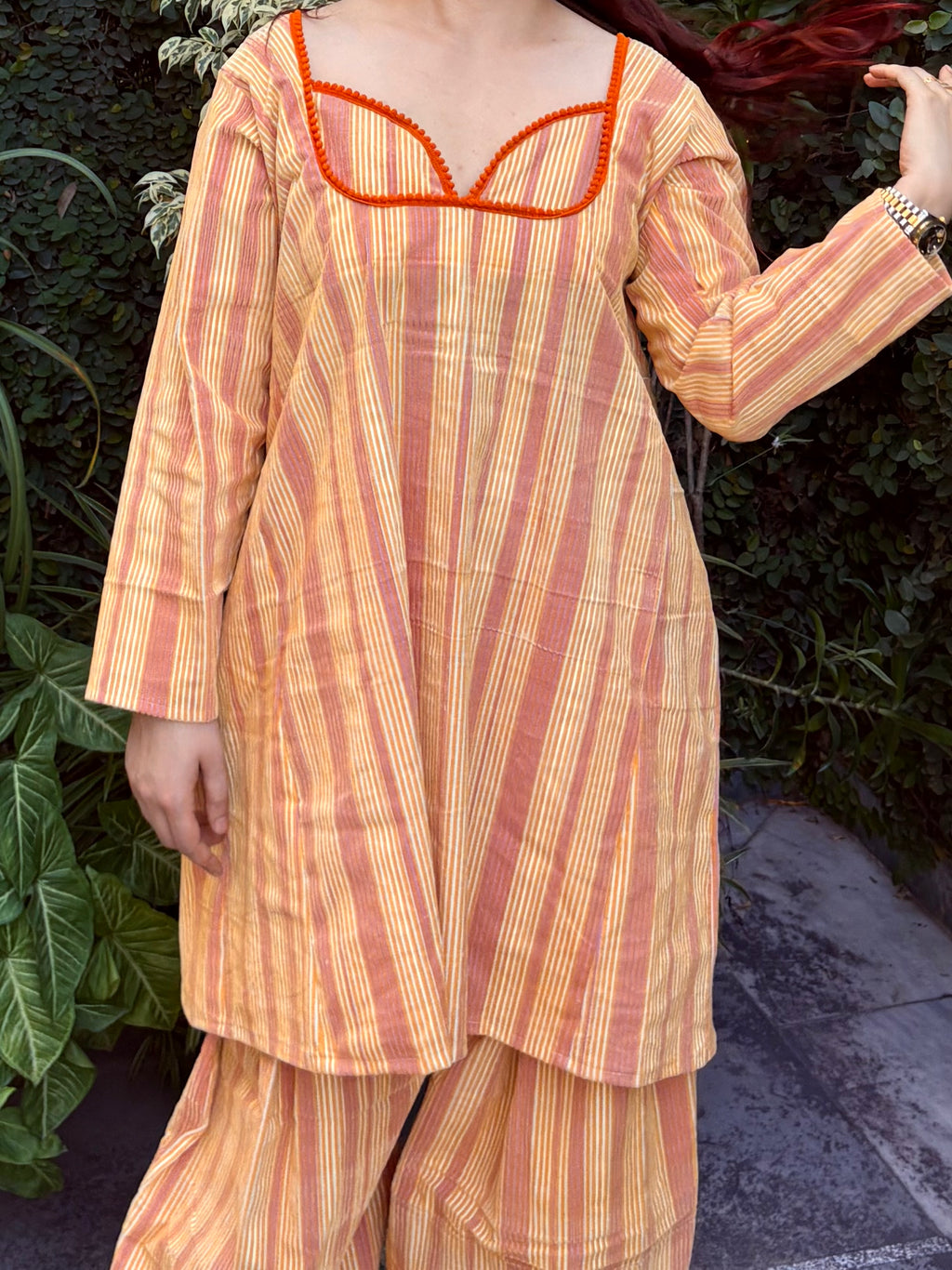 Orange and Yellow oversized farshi salwar suit