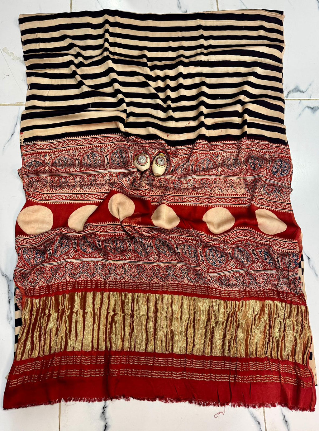 SILK RED BLACK SAREE 2